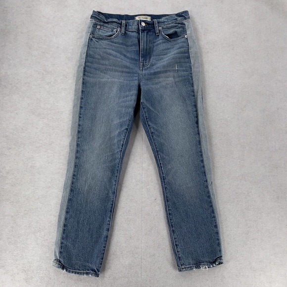 Madewell High Rise Slim‎ Crop Boy Jeans Medium Wash Denim 2 Tone Womens 26 - Picture 1 of 10